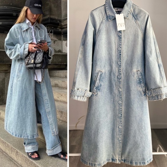 Zara Jackets & Coats New Zara Denim Trench Coat Ml Poshmark